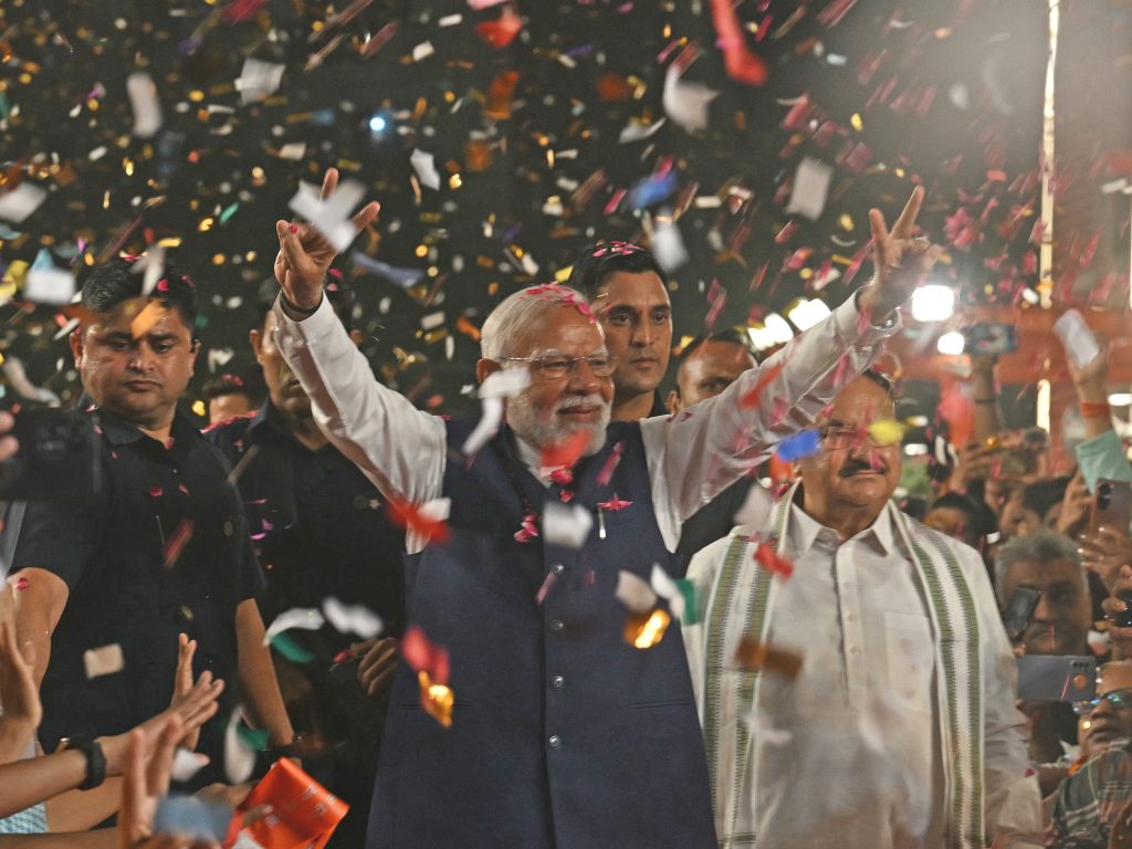 narendra modi holds huge win in india elections 2014